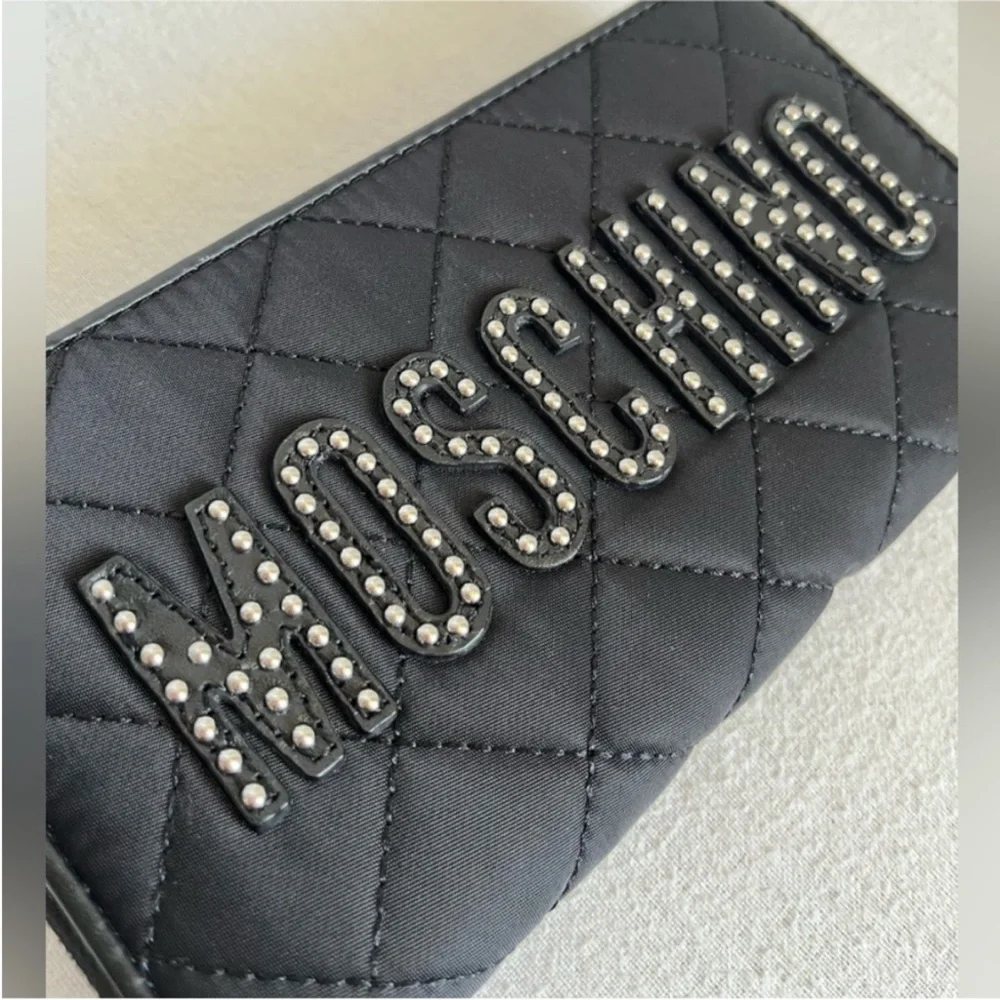 New Moschino Studded Logo Quilted
Fabric Zip Around Wallet. 100% Authentic - Picture 5 of 9